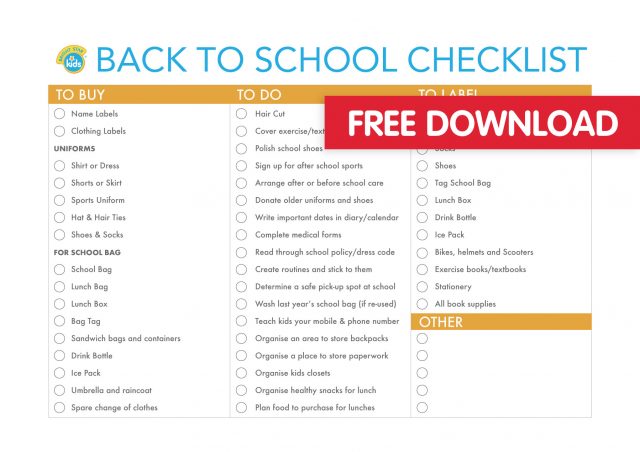 Back to School Checklist Free Printable - Bright Star Kids