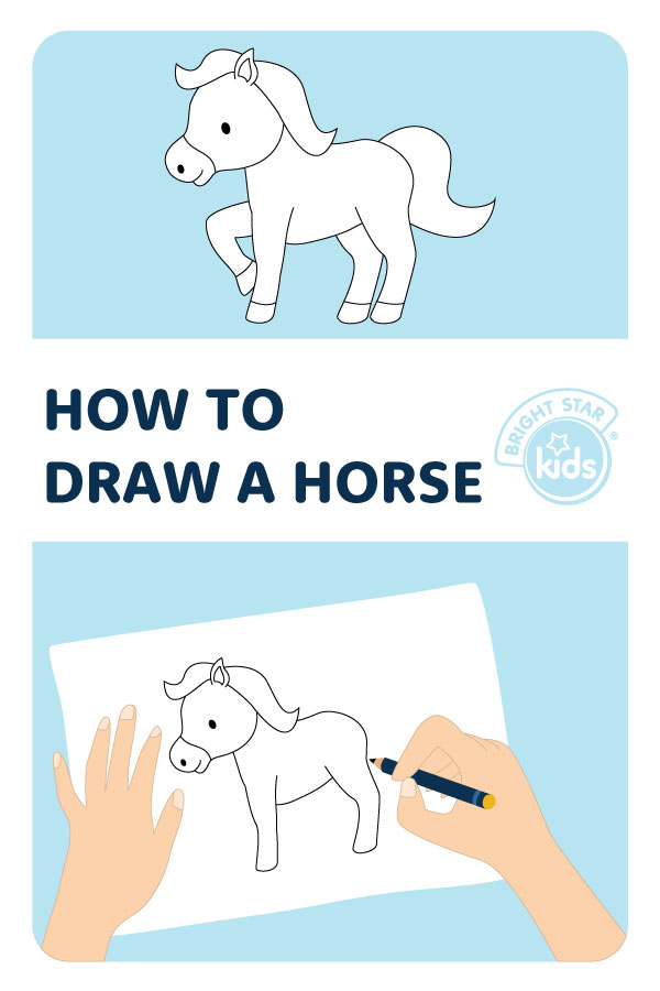 How To Draw A Horse: Easy Horse Drawing For Kids - Bright Star Kids