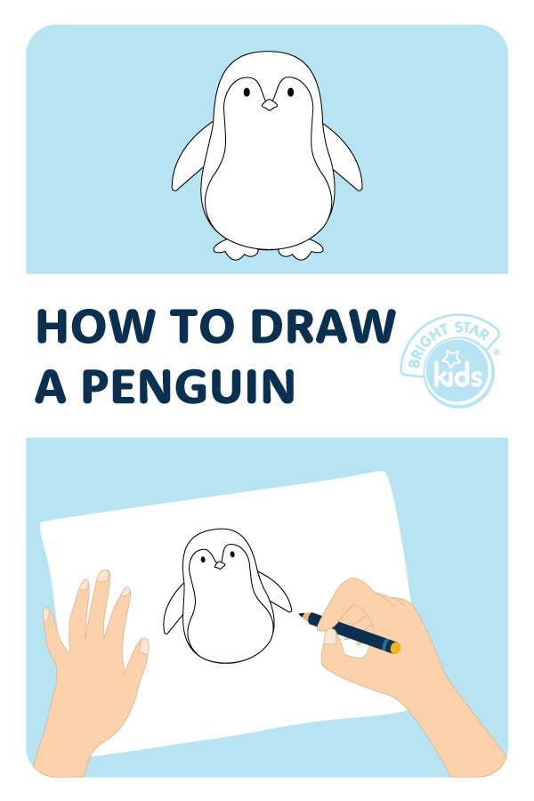 How To Draw A Penguin: Simple and Easy Kids Drawing - Bright Star Kids-saigonsouth.com.vn
