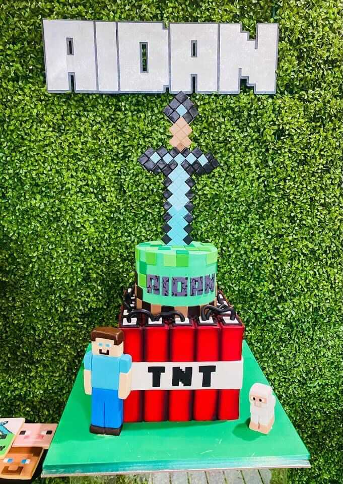 Children's birthday party in minecraft style