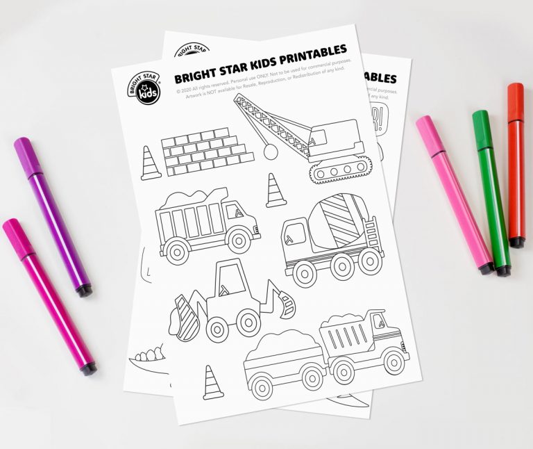 Construction Colouring In Printable - Bright Star Kids - Free