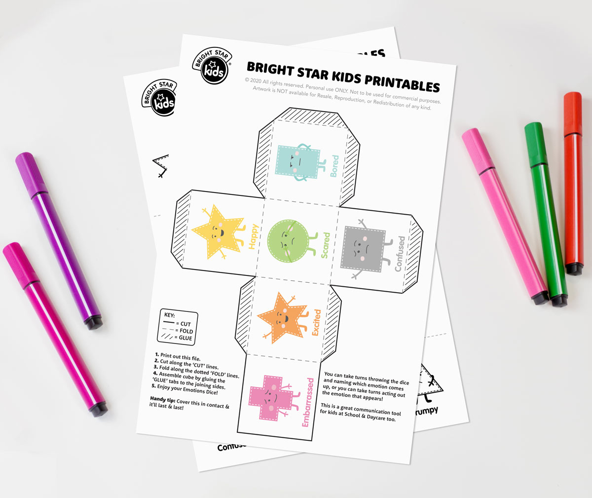Free Emotions Dice & Colouring-In Printable - Bright Star Kids Blog